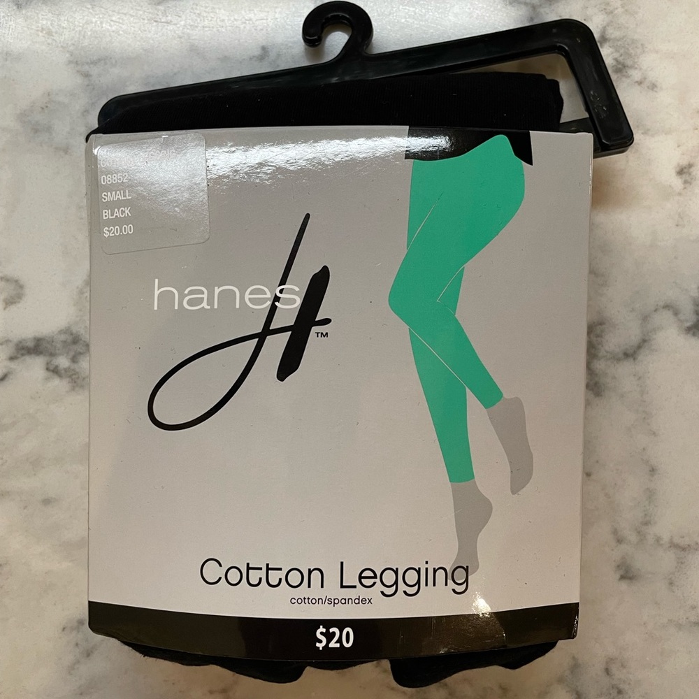 Hanes Cotton Black Leggings small